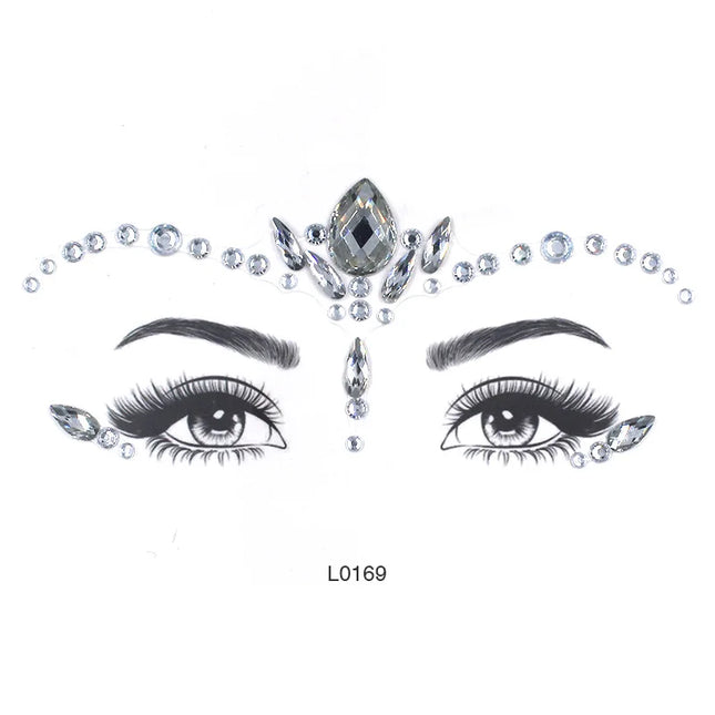 3D Sexy Face Tattoo Crystal Stickers Temporary Tattoos Glitter Fake Tattoo Rhinestones Masquerade Women Party Face Jewels Tattoo