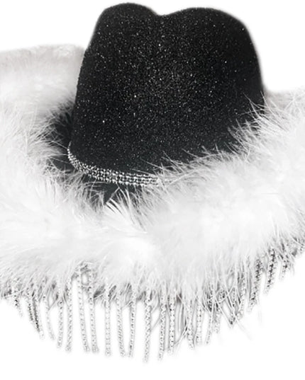 Rhinestones Tassels Hat for Women Teens Girl Breathable Wide Brim BeachSun Hat Music Festival Hat Bachelorette Party Cap