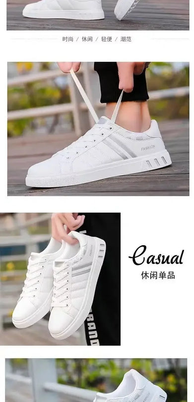 2025 Shoes for men Korean style trendy men's shoes white versatile sports men's casual trendy shoes, flat bottomed board shoes