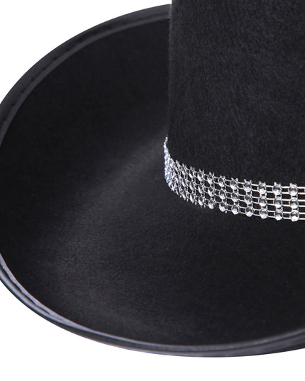 Latest Women's Black White Cowboy Hats Wide Brim Rhinestone Cowgirl Hats Women's Girls Cowboy Hats Theme Party