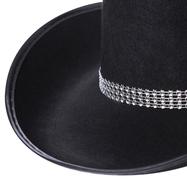 Latest Women's Black White Cowboy Hats Wide Brim Rhinestone Cowgirl Hats Women's Girls Cowboy Hats Theme Party