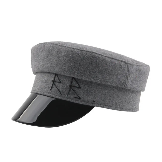 INS Navy Sailor Cap Military Army Caps Lettering Embroidery Punk PU Hat Cool Marine Hat Caps for Woman Lady Girls Sombreros