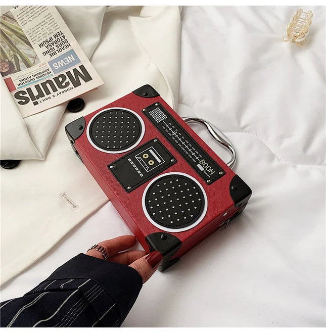 3 Color Vintage Versatile Creative Radio Unisex Satchel Metal Punk Shoulder Bag Nostalgia Small Square Bag for women men grils