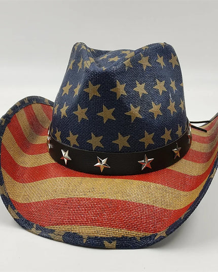 Army Green Camo Cowboy Hat Straw Hat Star Jazz Straw Hat Panama Paper Grass Western United States Cowboy Hat Fashion Travel
