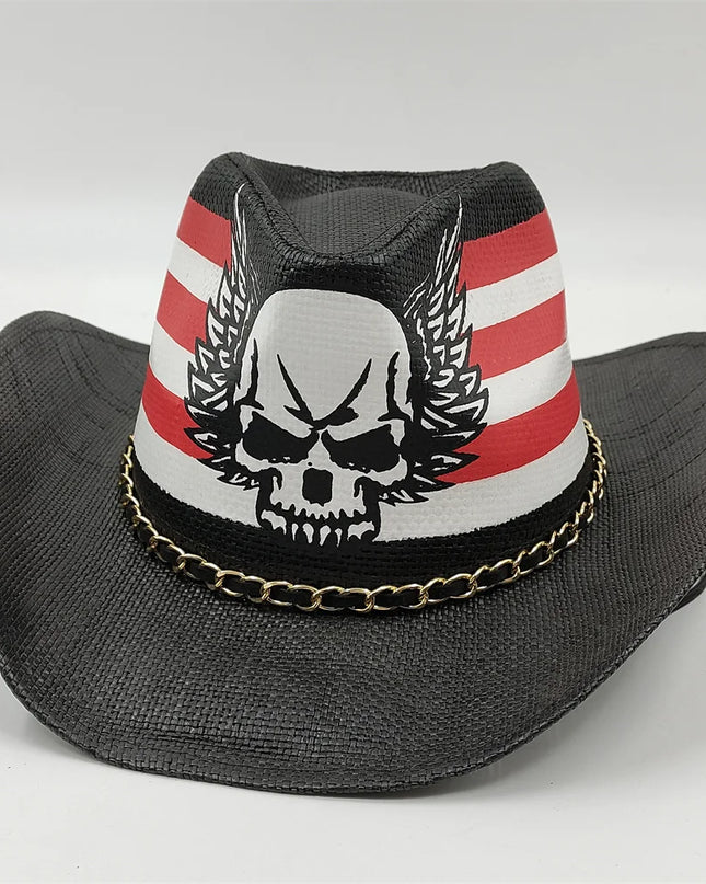 Army Green Camo Cowboy Hat Straw Hat Star Jazz Straw Hat Panama Paper Grass Western United States Cowboy Hat Fashion Travel