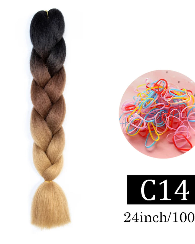 24 Inch Jumbo Braids Extensions Synthetic Braiding Hair Afro Ombre Color kanekalon Hair for Children Braid