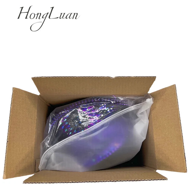 HongLuan Purple Bling Captain Hat Rhinestone for Woman | Steampunk Military Cap for Burning Man Music Festivals Accessories