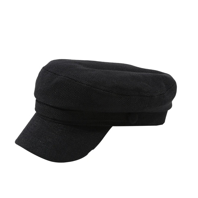 Fashion Women Men Military Hat Spring Autumn Sailor Hats Black Ladies Beret Caps Flat Top Captain Cap Travel Cadet Octagonal Hat