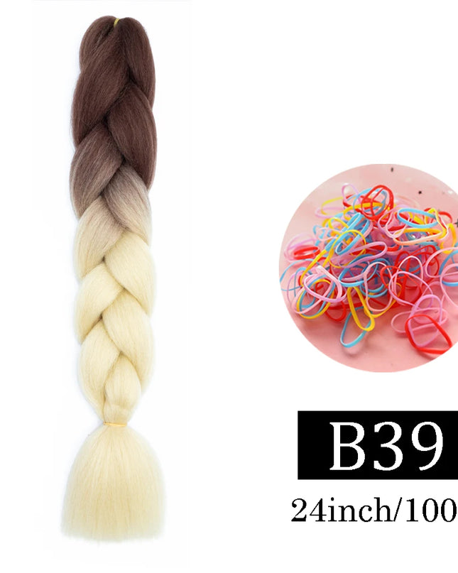 24 Inch Jumbo Braids Extensions Synthetic Braiding Hair Afro Ombre Color kanekalon Hair for Children Braid