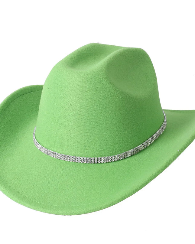 Fashion Rhinestone Girls Cowboy Hat for Women and Men with Shapeable Wide Brim - Felt Cattleman Western Cowgirls Hats Party Hat
