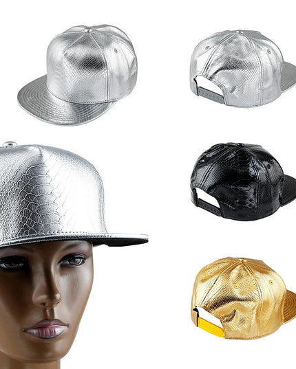 Golden Crocodile Skin Pattern Hip Hop Hat Light Board Skin Flat Edge Baseball Hat Trendy Street Dance Hat