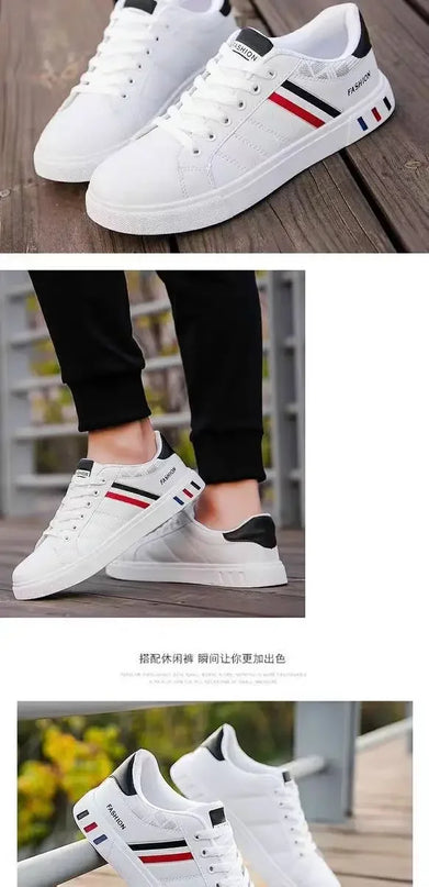 2025 Shoes for men Korean style trendy men's shoes white versatile sports men's casual trendy shoes, flat bottomed board shoes