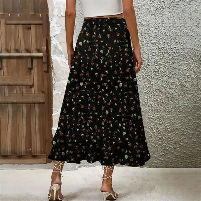 2024 Women's Ruffle Edge Irregular Half skirt Elegant and Elegant Hanging Dress Fashionable Summer New Midi Floral Print Beach