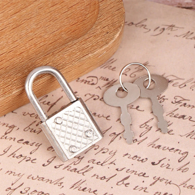 1SET Mini Retro Padlock for Notepad Diary Small Luggage Box Lock With Keys Zinc Alloy Suitcase Locker Hardware Set