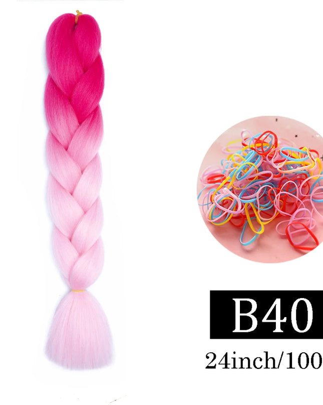 24 Inch Jumbo Braids Extensions Synthetic Braiding Hair Afro Ombre Color kanekalon Hair for Children Braid