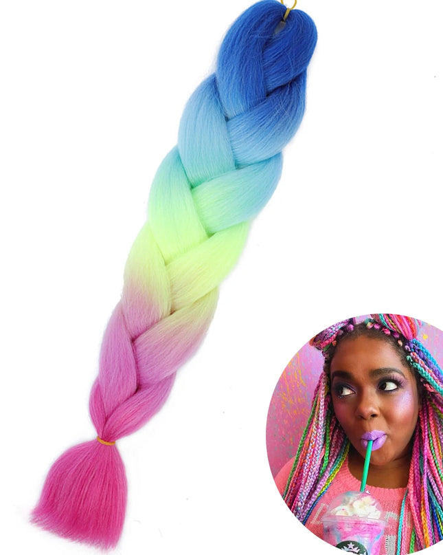 24" Synthetic Yaki Braids Hair kanekalon Ombre Braiding Hair Jumbo Braid Hair Extension For Women Hundreds of colors DIY Hair
