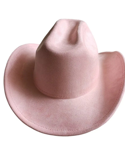Classic Suede Leather 7.5CM Western Cowboy Women's Fedora Hat Men's Church Jazz Hat Fashion Travel Party Hat Denim Hat 2024