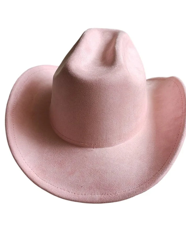 Classic Suede Leather 7.5CM Western Cowboy Women's Fedora Hat Men's Church Jazz Hat Fashion Travel Party Hat Denim Hat 2024