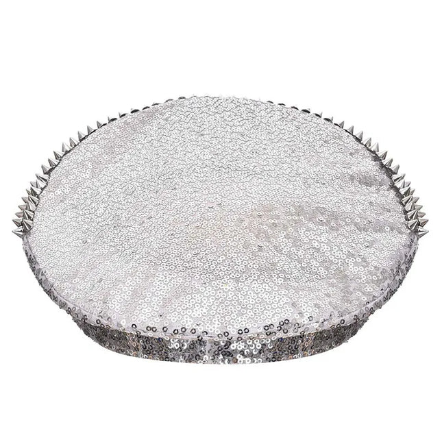 Corzzet Luxury Silver Sequined & Diamonds Club Party Rave Rock Cosplay Accessories Steampunk Military Hat Masquerade Costumes