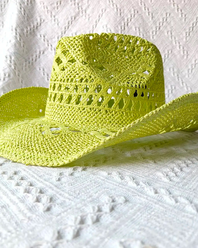 New Purple 2024 Cowboy Straw Hat Hand-woven Hollow Men's and Women's Summer Sun Hat Jazz Straw Hat Western Cowboy Hat sombrero