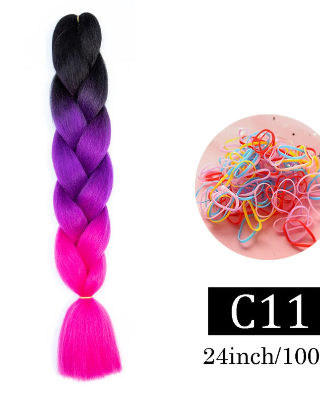 24 Inch Jumbo Braids Extensions Synthetic Braiding Hair Afro Ombre Color kanekalon Hair for Children Braid