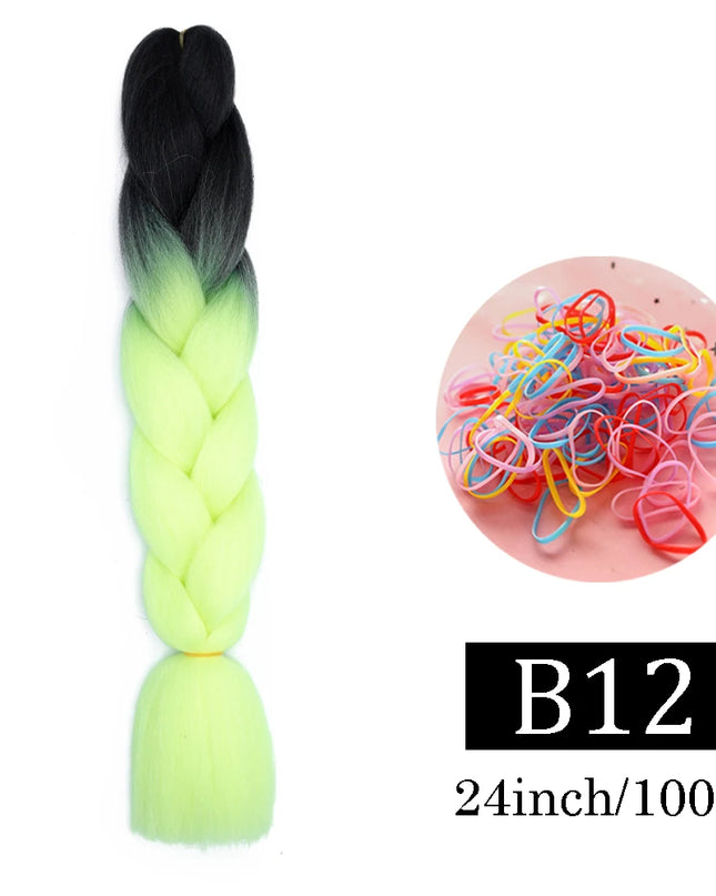 24 Inch Jumbo Braids Extensions Synthetic Braiding Hair Afro Ombre Color kanekalon Hair for Children Braid