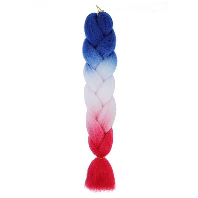 24Inch Synthetic Ombre Rainbow Mixed Colors Long Straight Box Jumbo Braids Hairpiece Crochet Hair for Women
