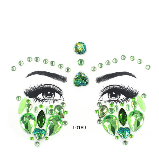 3D Sexy Face Tattoo Crystal Stickers Temporary Tattoos Glitter Fake Tattoo Rhinestones Masquerade Women Party Face Jewels Tattoo
