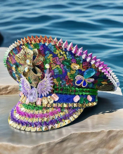 2025 Spring Captains Hat for Men Unisex Handmade Steampunk Burning Man Mardi Gras Hat Masquerade 80% off HongLuan Free Shipping