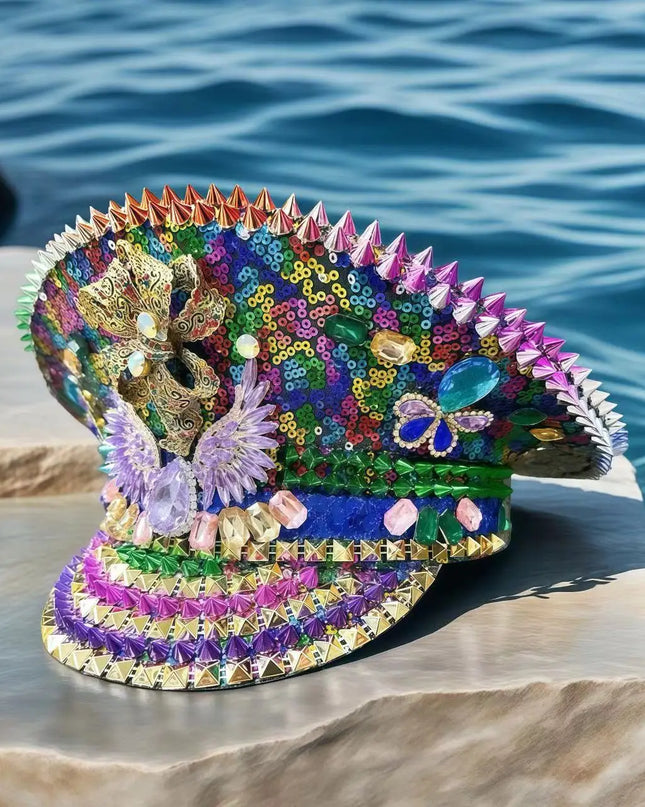2025 Spring Captains Hat for Men Unisex Handmade Steampunk Burning Man Mardi Gras Hat Masquerade 80% off HongLuan Free Shipping