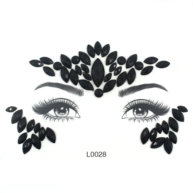 3D Sexy Face Tattoo Crystal Stickers Temporary Tattoos Glitter Fake Tattoo Rhinestones Masquerade Women Party Face Jewels Tattoo