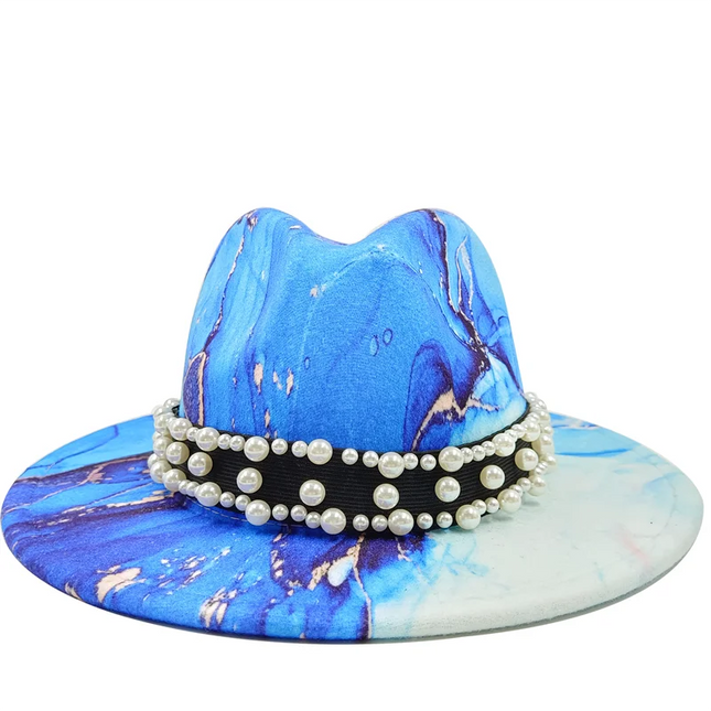 bulk price fedora hat for women Tie dyed hat   3d painted felt hat party hat model photo wide brim panama cap unisex cap