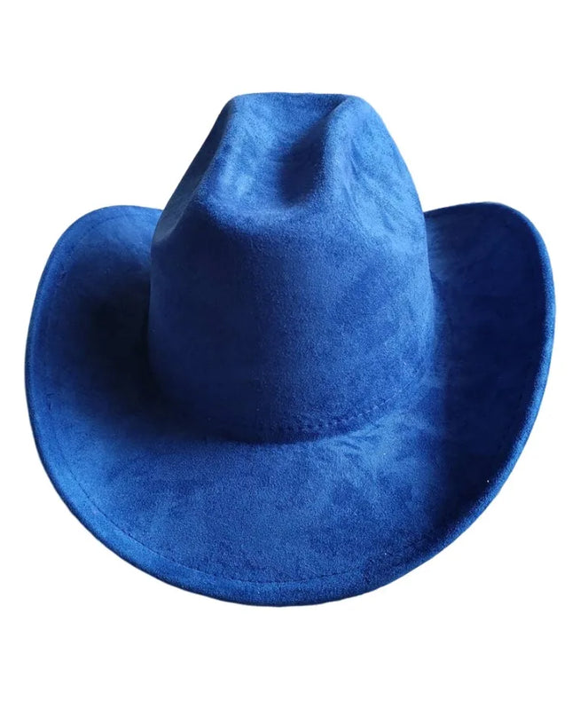 Classic Suede Leather 7.5CM Western Cowboy Women's Fedora Hat Men's Church Jazz Hat Fashion Travel Party Hat Denim Hat 2024
