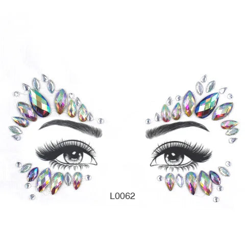 3D Sexy Face Tattoo Crystal Stickers Temporary Tattoos Glitter Fake Tattoo Rhinestones Masquerade Women Party Face Jewels Tattoo