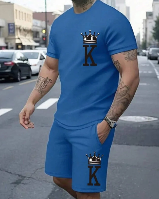 2 Piece Set Summer Men's Daily T-shirt And Beach Shorts Set Outdoor Casual Men's Short Sleeves Street Style Men's Shorts
