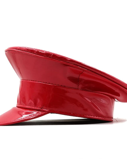 Shimmering Captain Hat for Adult Glitter PatentLeather Cap for Bachelorette Party Music Festival Carnivals Costume Hat