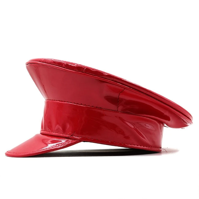 Shimmering Captain Hat for Adult Glitter PatentLeather Cap for Bachelorette Party Music Festival Carnivals Costume Hat
