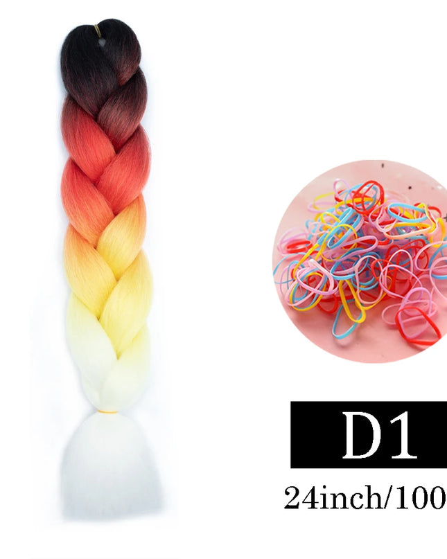24 Inch Jumbo Braids Extensions Synthetic Braiding Hair Afro Ombre Color kanekalon Hair for Children Braid