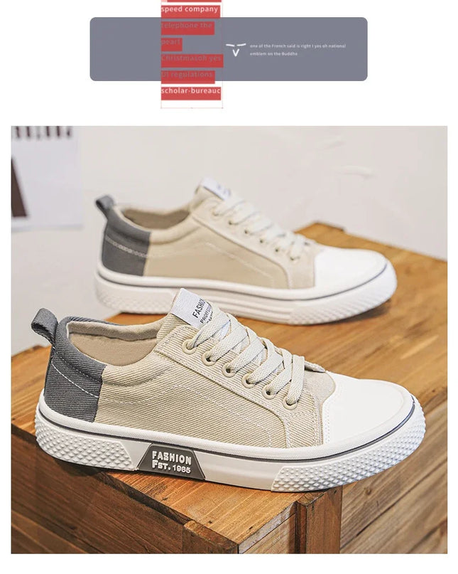 2025 Men's Canvas Shoes Outdoor Fashion Skateboard Shoes for Men Comfor Non-Slip Casual Sneakers Breathable Men Walking Shoes