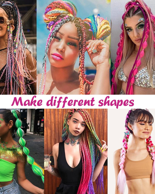 24" Synthetic Yaki Braids Hair kanekalon Ombre Braiding Hair Jumbo Braid Hair Extension For Women Hundreds of colors DIY Hair