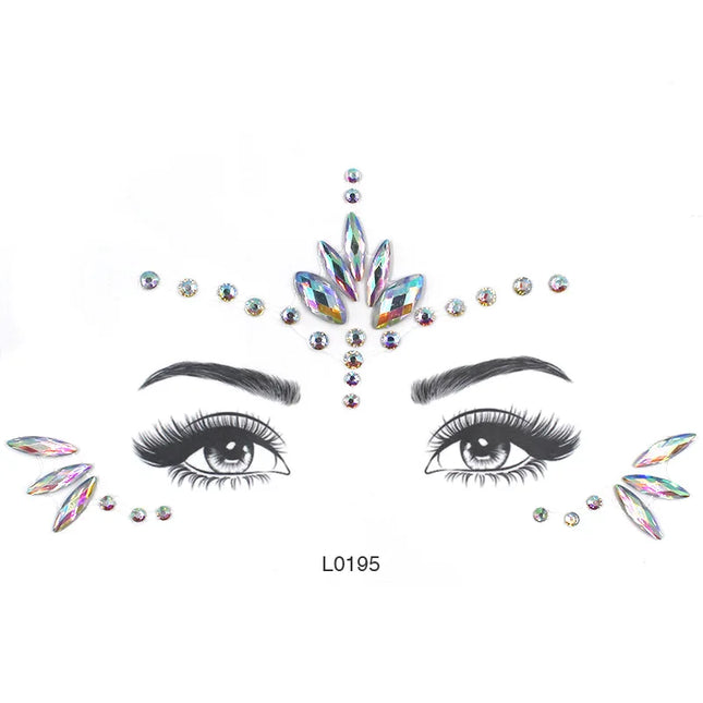 3D Sexy Face Tattoo Crystal Stickers Temporary Tattoos Glitter Fake Tattoo Rhinestones Masquerade Women Party Face Jewels Tattoo