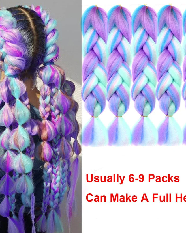 24 Inch Long Braiding Hair 100g 24 Inch Synthetic Braiding Hair Ombre Multiple color mixing Hair Braids Extension