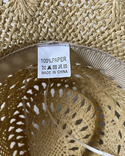 New Western Cowboy Hats for Women Men Classic Vintage Hollow Out Unisex Curled Wide Brim Sun Hat Fishing Hat Climbing Straw Cap