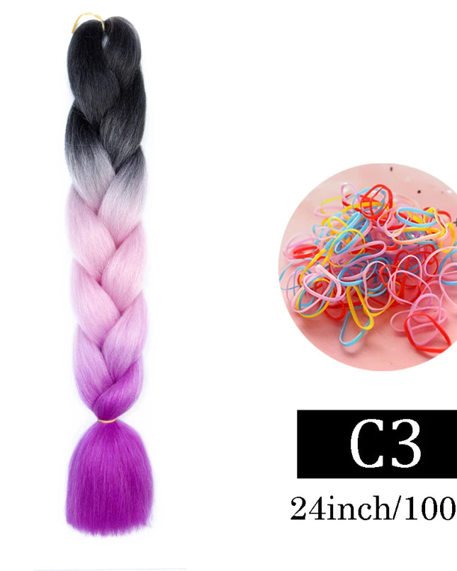 24 Inch Jumbo Braids Extensions Synthetic Braiding Hair Afro Ombre Color kanekalon Hair for Children Braid