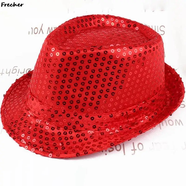 Dance Show Party Jazz Hat Glitter Sequins Cowboy Caps Fashion Role Play Prop Performance Costume Women Men Beading Hats Fedoras