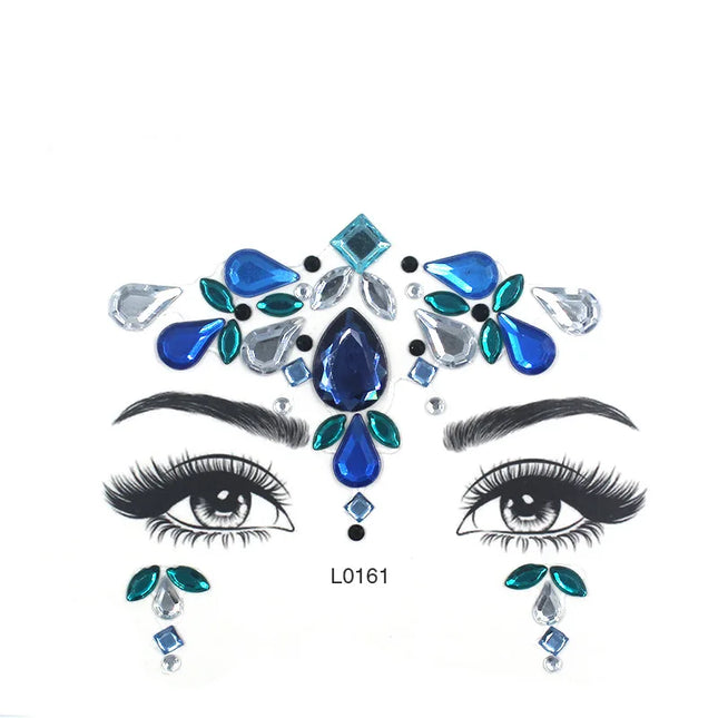 3D Sexy Face Tattoo Crystal Stickers Temporary Tattoos Glitter Fake Tattoo Rhinestones Masquerade Women Party Face Jewels Tattoo
