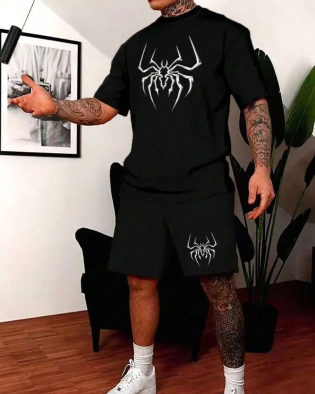 2 Piece Set Summer Men's Daily T-shirt And Beach Shorts Set Outdoor Casual Men's Short Sleeves Street Style Men's Shorts
