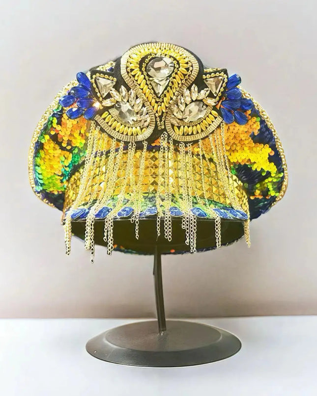 2025 Bling Captain Hat Rhinestone Captains Hat for Men Steampunk Handmade Burning Man gorras para hombres Army Military Cap