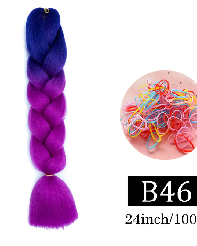 24 Inch Jumbo Braids Extensions Synthetic Braiding Hair Afro Ombre Color kanekalon Hair for Children Braid