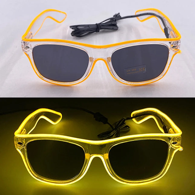 1PC Light Up LED Glasses Glow Sunglasses EL Wire Neon Glasses Glow in The Dark Party Supplies Neon Party Favors for Kids Adults